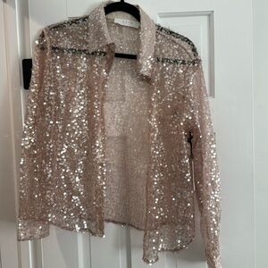 ASTR The Label Pink Sequin Shirt Size S